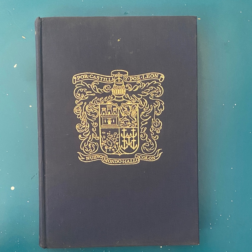 Vintage Navy Blue Hardcover Book with Gold Crest- Christopher Columbus